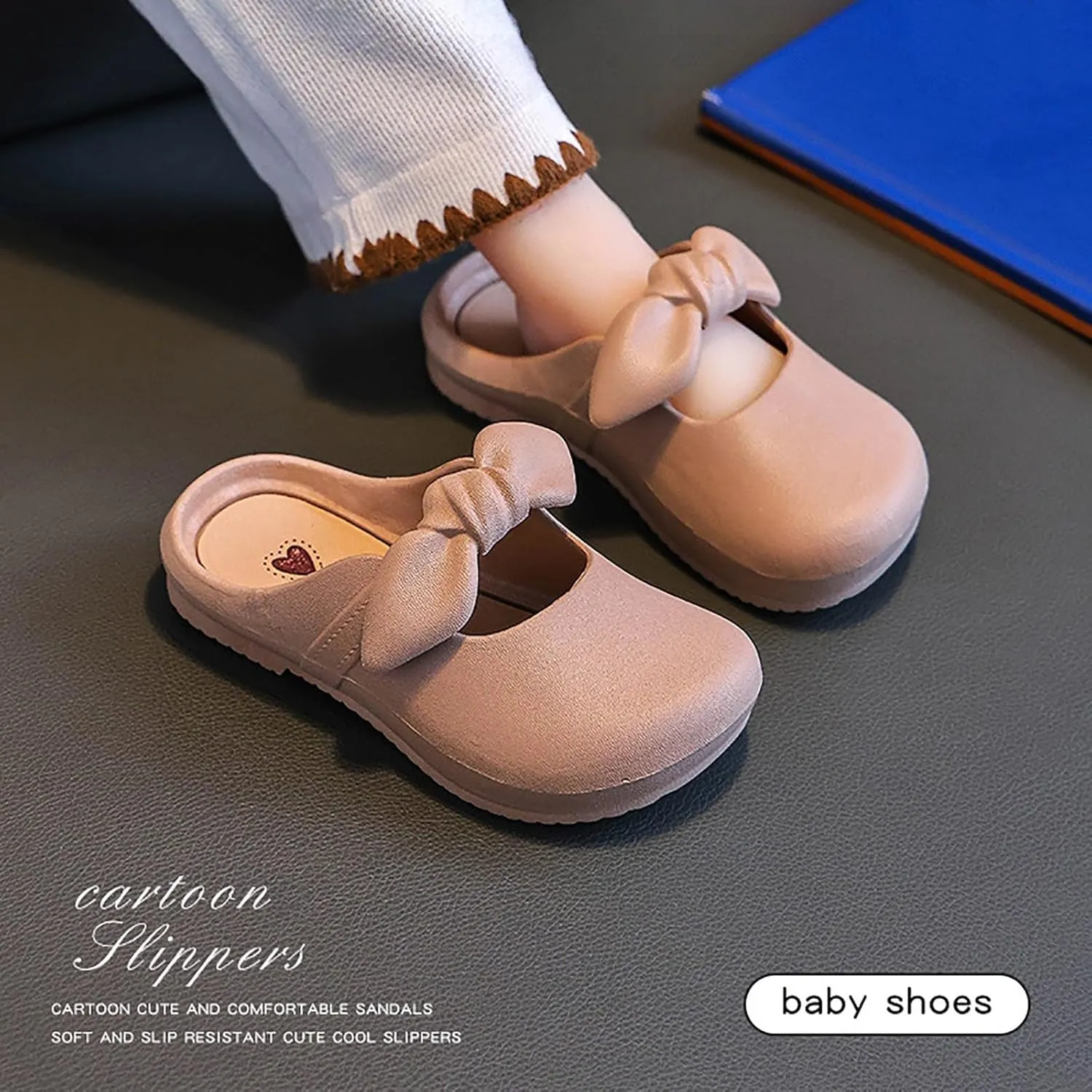 Toddler Girls Bow Sandals Closed Toe Leather Water Shoes Slipper Baby Infant Summer Flat Wide Sandals Lightweight Comfy