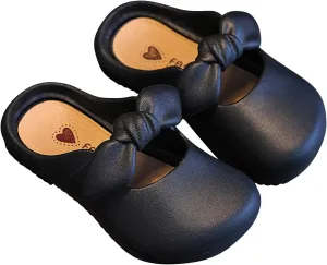 Toddler Girls Bow Sandals Closed Toe Leather Water Shoes Slipper Baby Infant Summer Flat Wide Sandals Lightweight Comfy