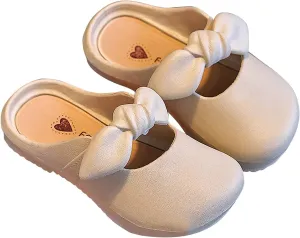 Toddler Girls Bow Sandals Closed Toe Leather Water Shoes Slipper Baby Infant Summer Flat Wide Sandals Lightweight Comfy