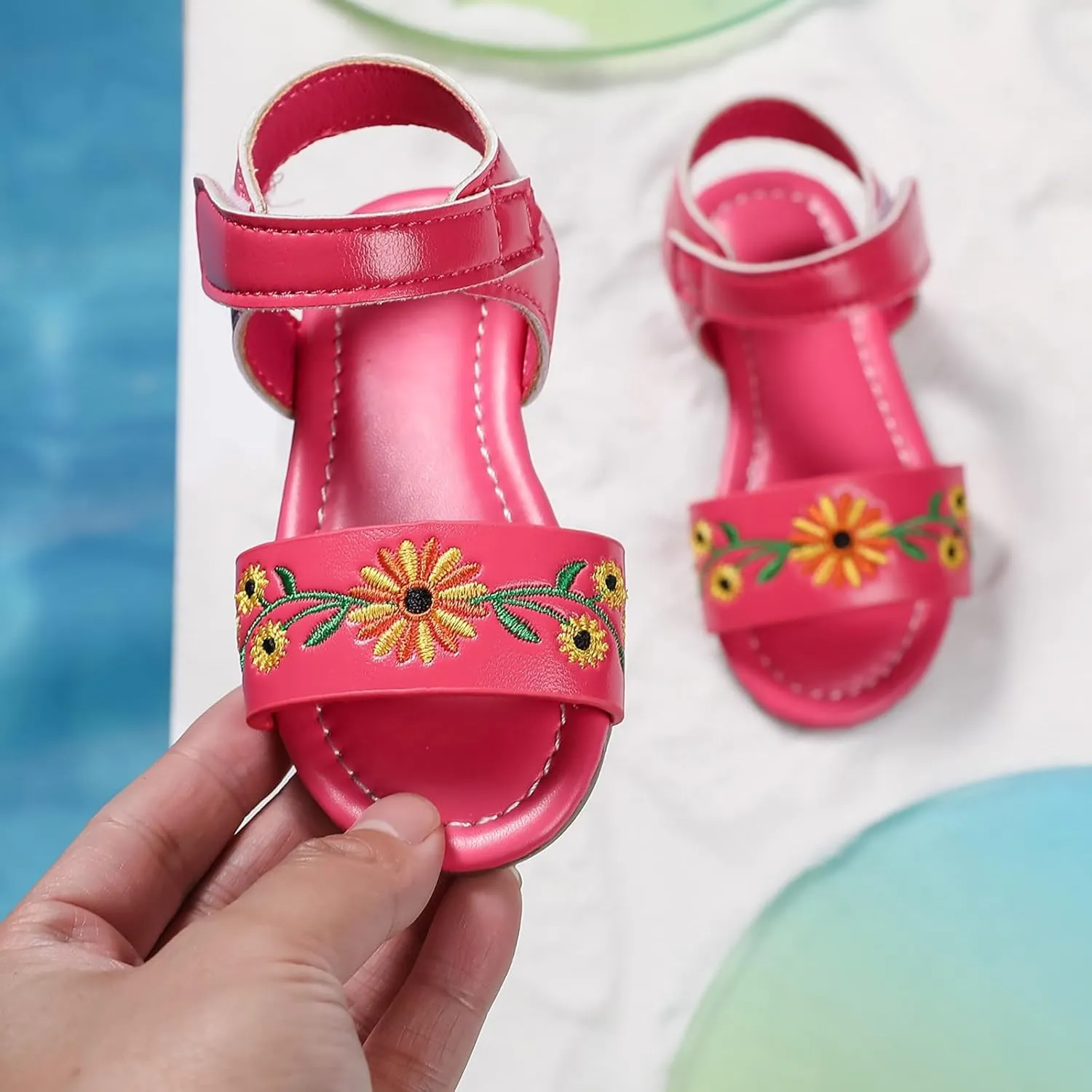 Toddler Girls Sandals Shoes Comfortable Soft Sole Sandals Fashionable Open Toe Flower Children Summer Outdoor Unisex Child Sport