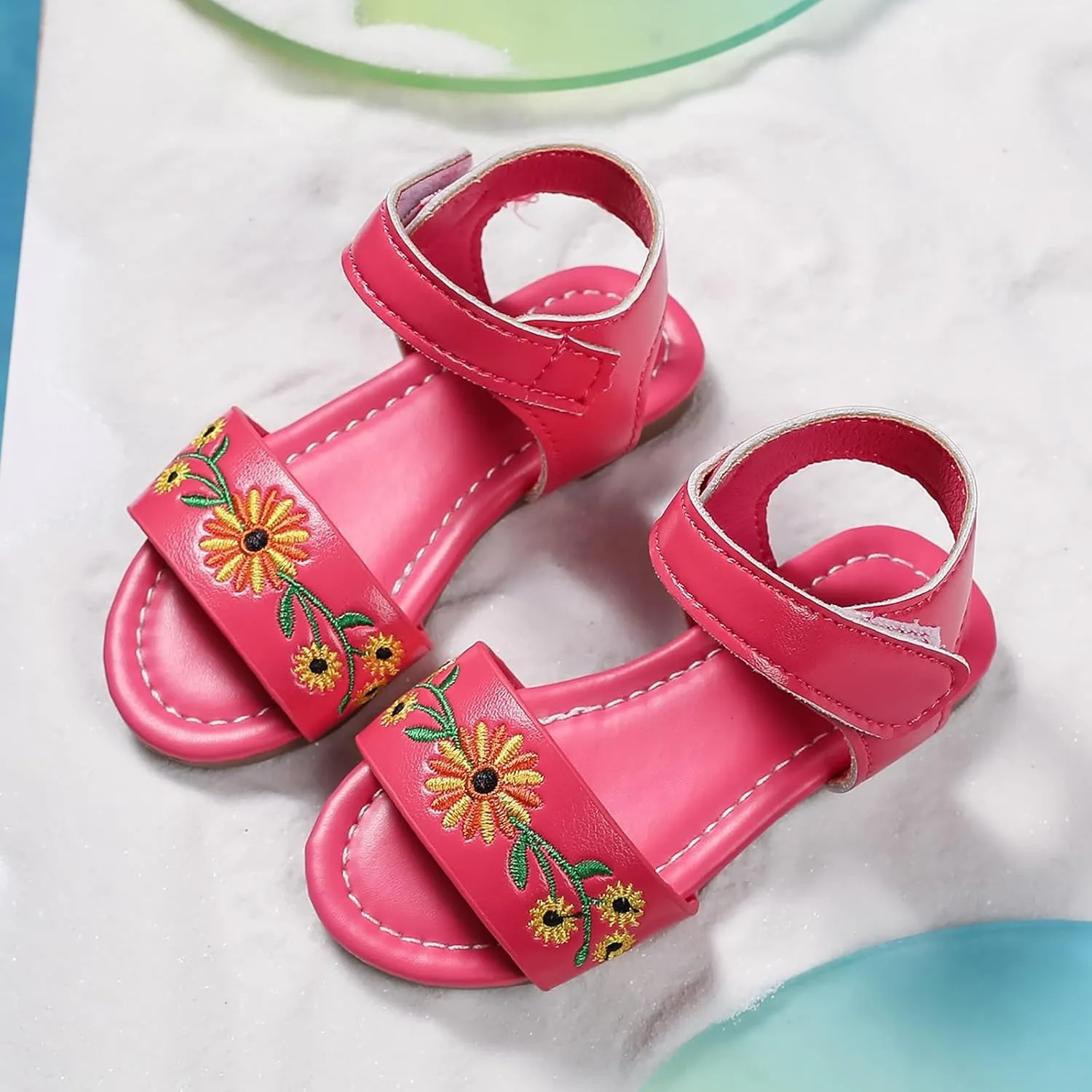Toddler Girls Sandals Shoes Comfortable Soft Sole Sandals Fashionable Open Toe Flower Children Summer Outdoor Unisex Child Sport