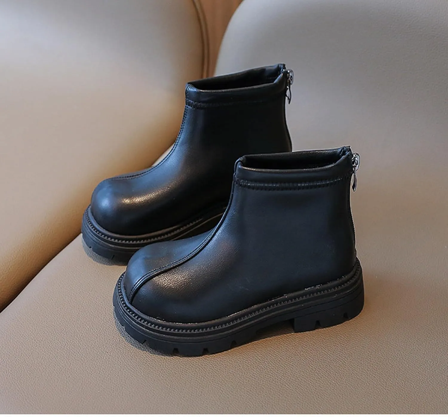 Toddler Girls Zipper Ankle Boots Low Chunky Heel Mary Jane Dress Booties Water-proof Outdoor helsea Boots