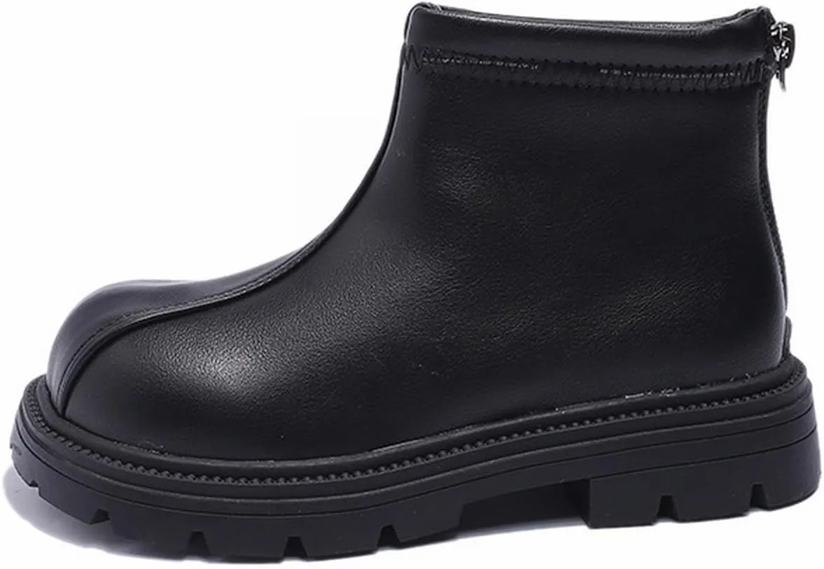 Toddler Girls Zipper Ankle Boots Low Chunky Heel Mary Jane Dress Booties Water-proof Outdoor helsea Boots