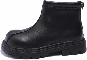 Toddler Girls Zipper Ankle Boots Low Chunky Heel Mary Jane Dress Booties Water-proof Outdoor helsea Boots