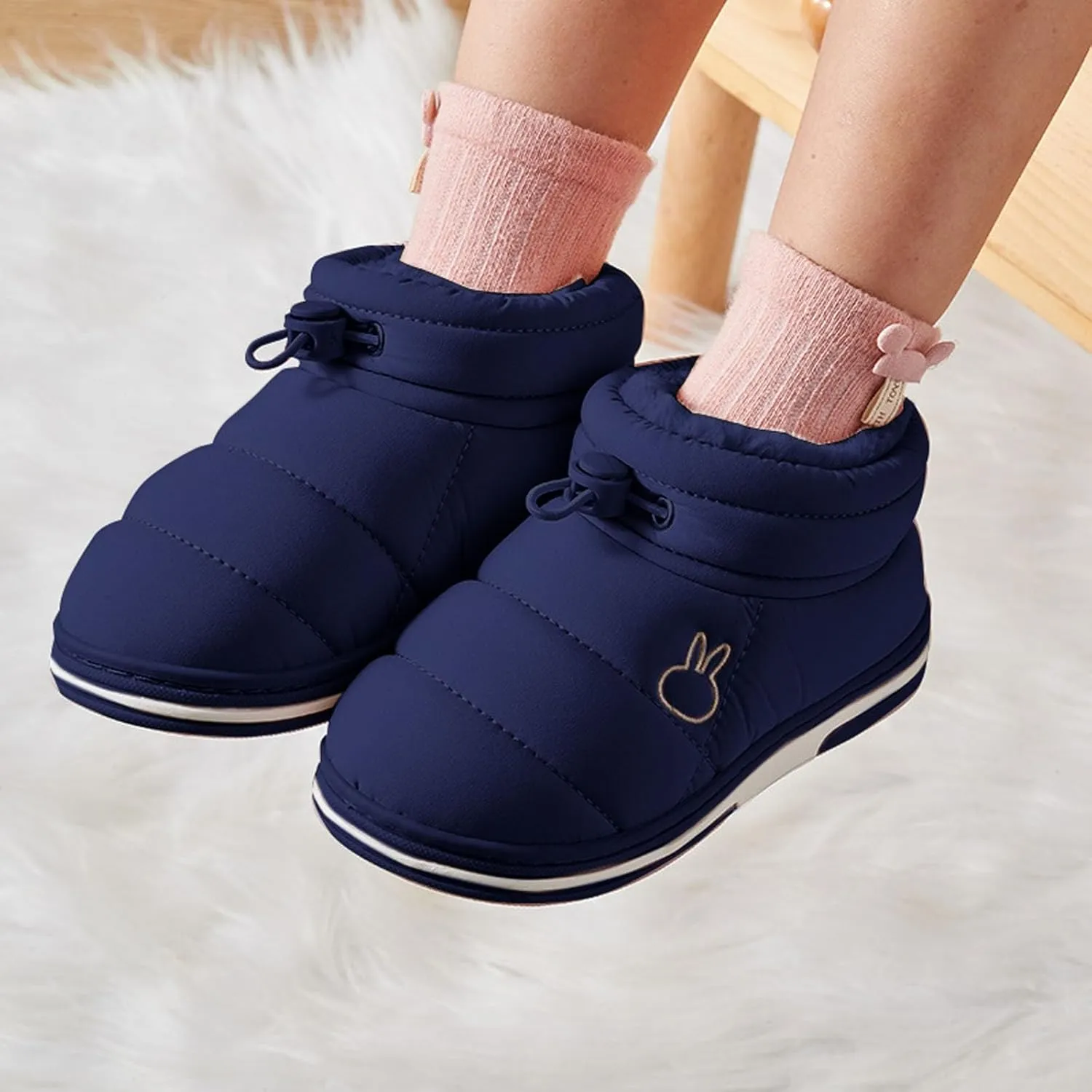Toddler Kids Warm House Boots Water Proof Slippers for Boys Girls Fuzzy  Lined Comfy Platform Indoor Shoes