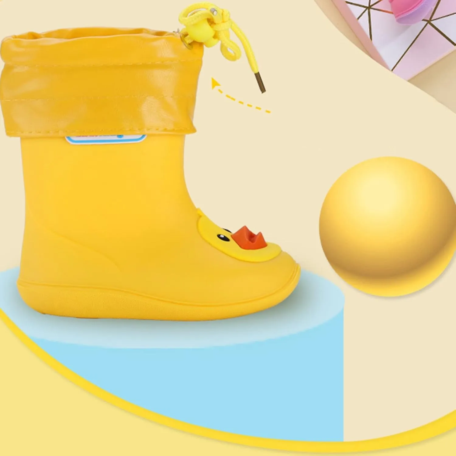 Toddler Rain Boots Waterproof Rainboots Outdoor Boys Girls Cute Lightweight Water Shoes Non-Slip Rubber Mud Boots