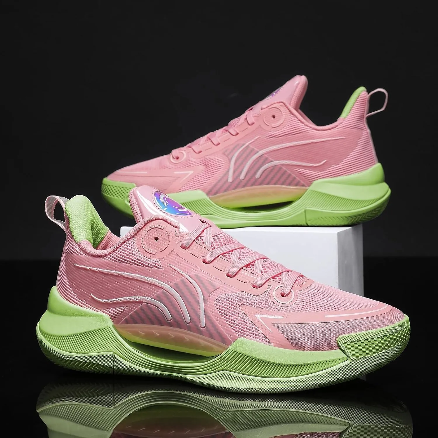 Unisex Basketball Shoes Low Cut Wear-Resistant Shock-Absorbing Breathable Fashionable Sports Training Boot