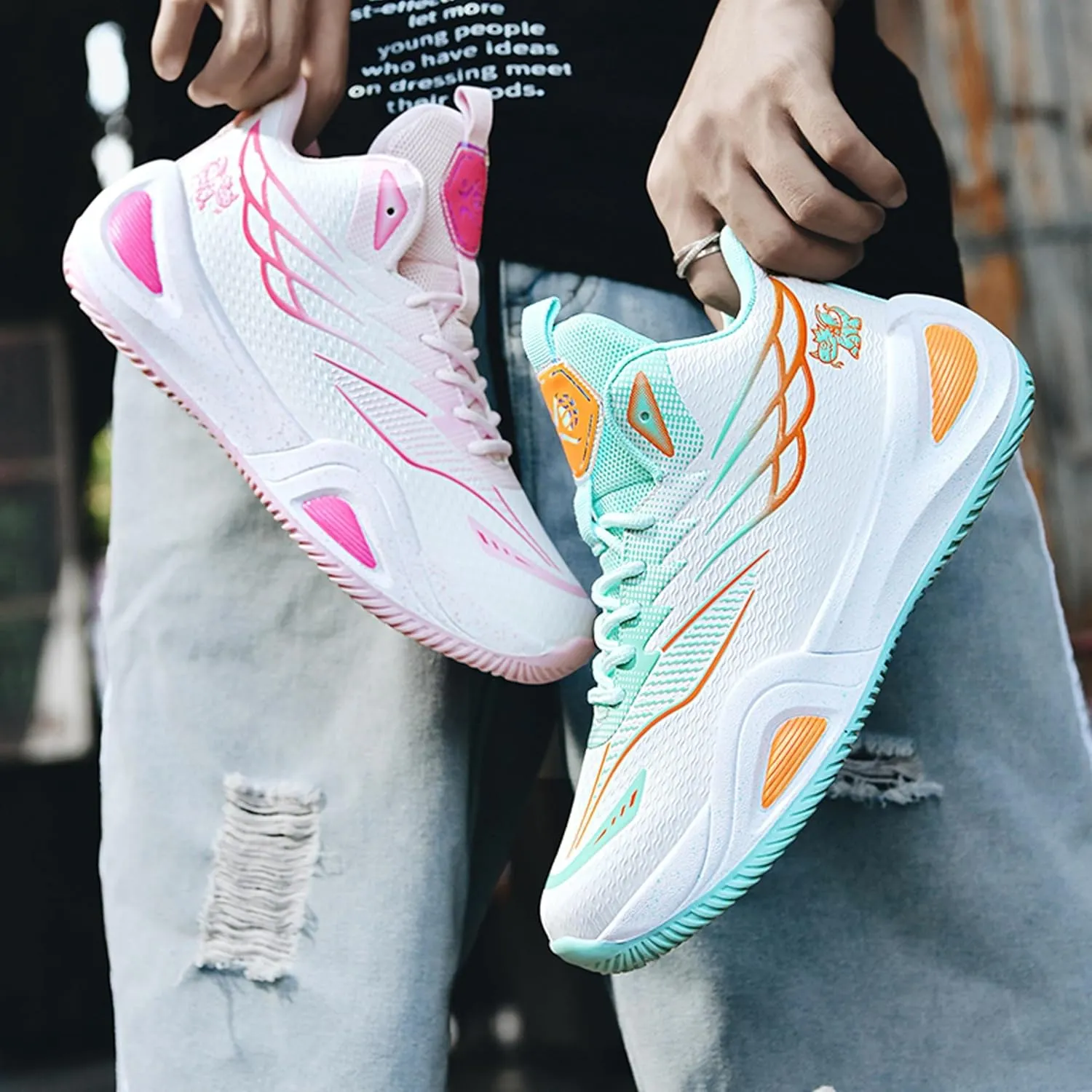 Unisex Basketball Shoes Shock-Absorbing Wear-Resistant Fashionable Lightweight Sports Training Boots