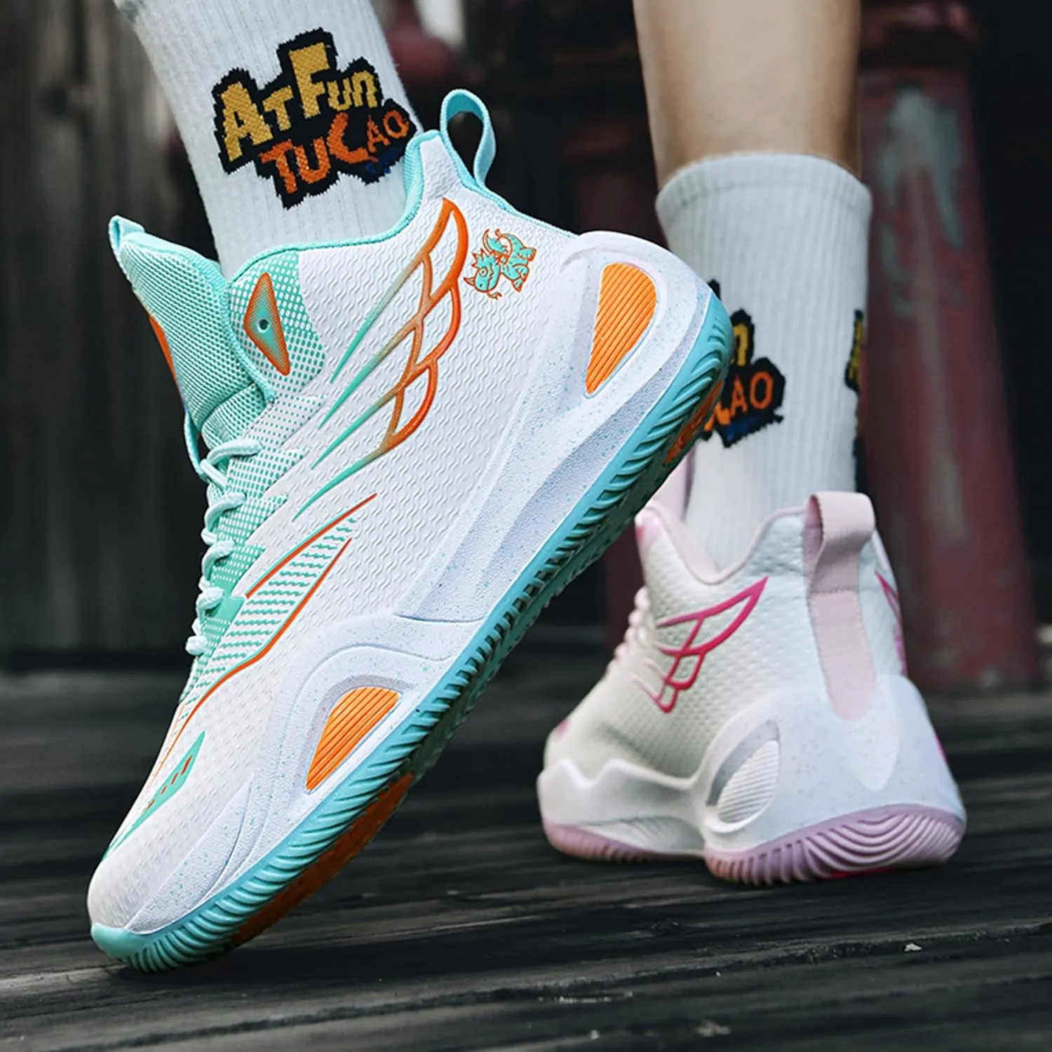 Unisex Basketball Shoes Shock-Absorbing Wear-Resistant Fashionable Lightweight Sports Training Boots