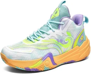 Unisex High Top Basketball Shoes with Breathable Non Slip Mesh Fashionable Sports Training Boots