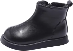 Unisex Kids Plush Ankle Boot Comfy Warm Round Toe Waterroof Solid Classic Working Shoes School Platform Sneakers