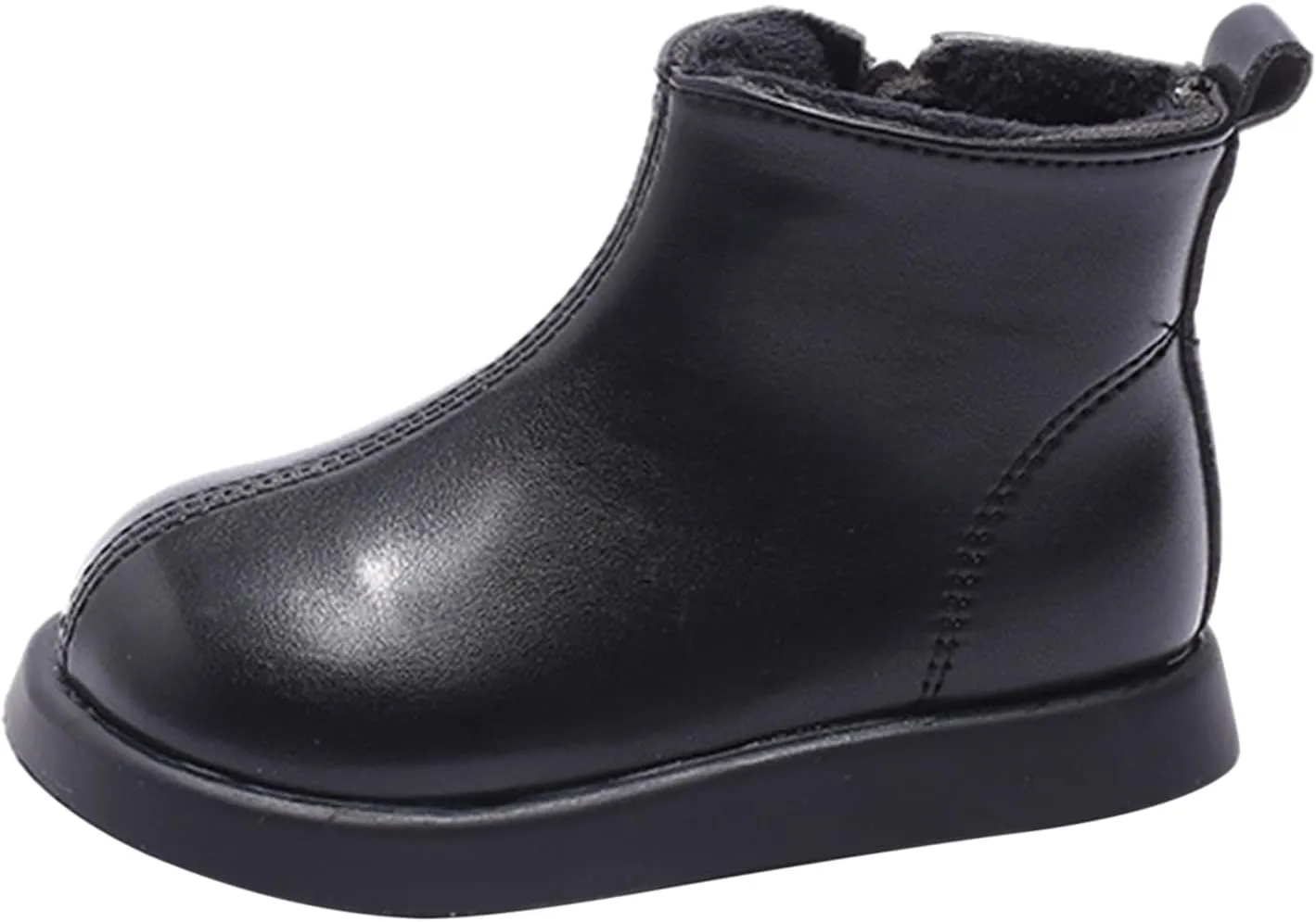 Unisex Kids Plush Ankle Boot Comfy Warm Round Toe Waterroof Solid Classic Working Shoes School Platform Sneakers