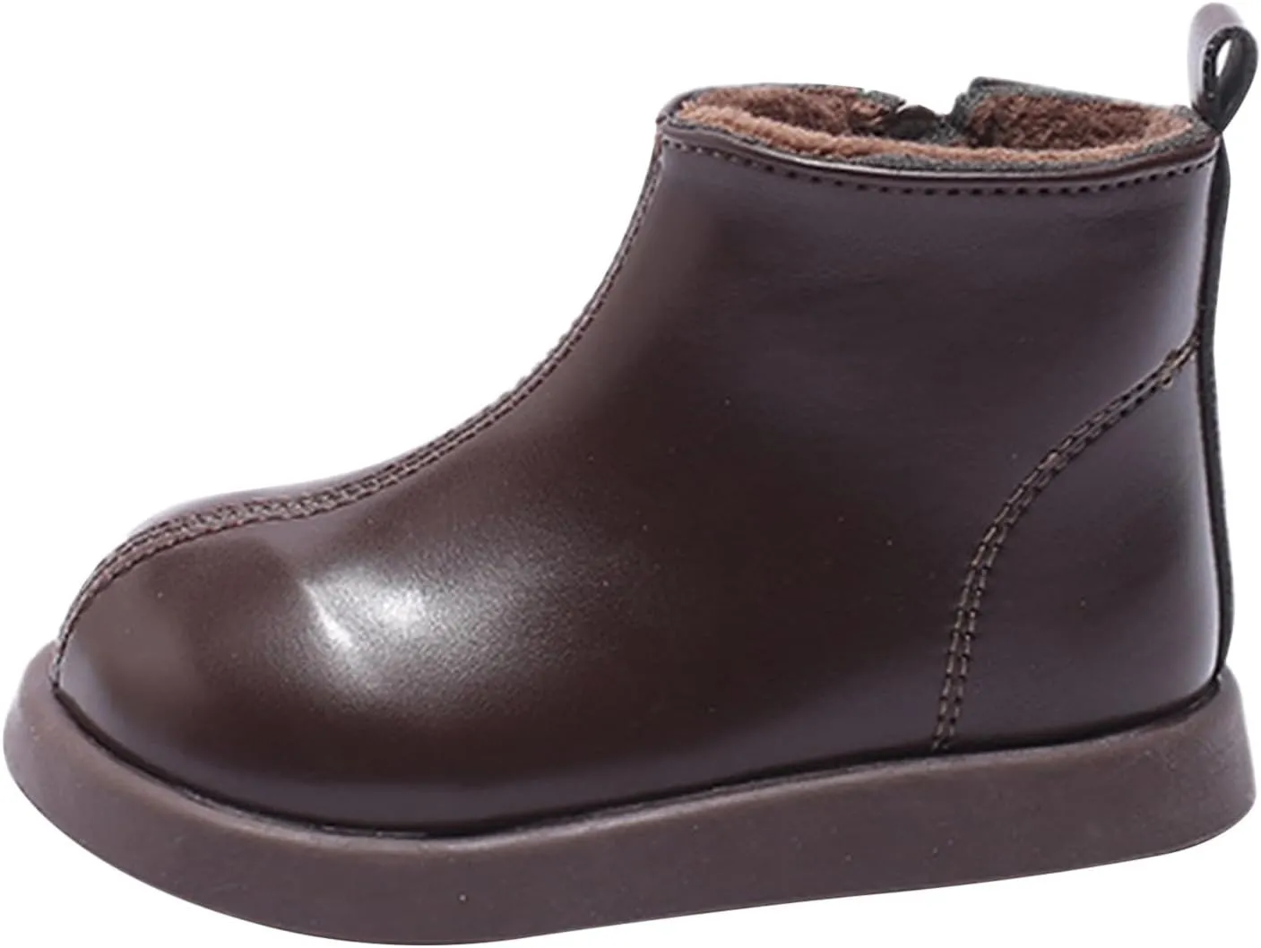 Unisex Kids Plush Ankle Boot Comfy Warm Round Toe Waterroof Solid Classic Working Shoes School Platform Sneakers
