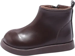Unisex Kids Plush Ankle Boot Comfy Warm Round Toe Waterroof Solid Classic Working Shoes School Platform Sneakers