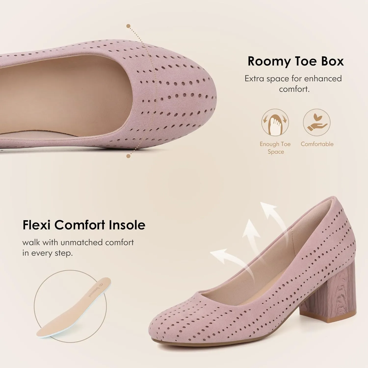 Women Low Block Chunky Heels Work Pumps Comfortable Dress Shoes