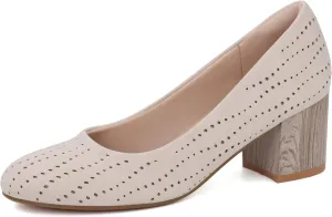 Women Low Block Chunky Heels Work Pumps Comfortable Dress Shoes