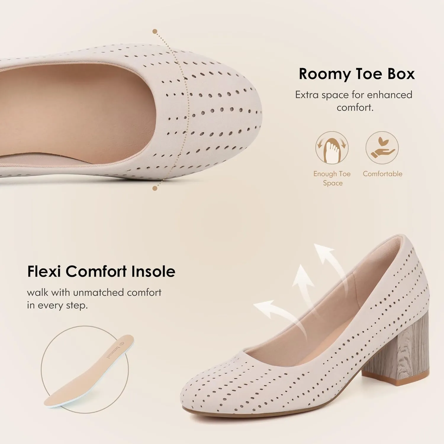 Women Low Block Chunky Heels Work Pumps Comfortable Dress Shoes