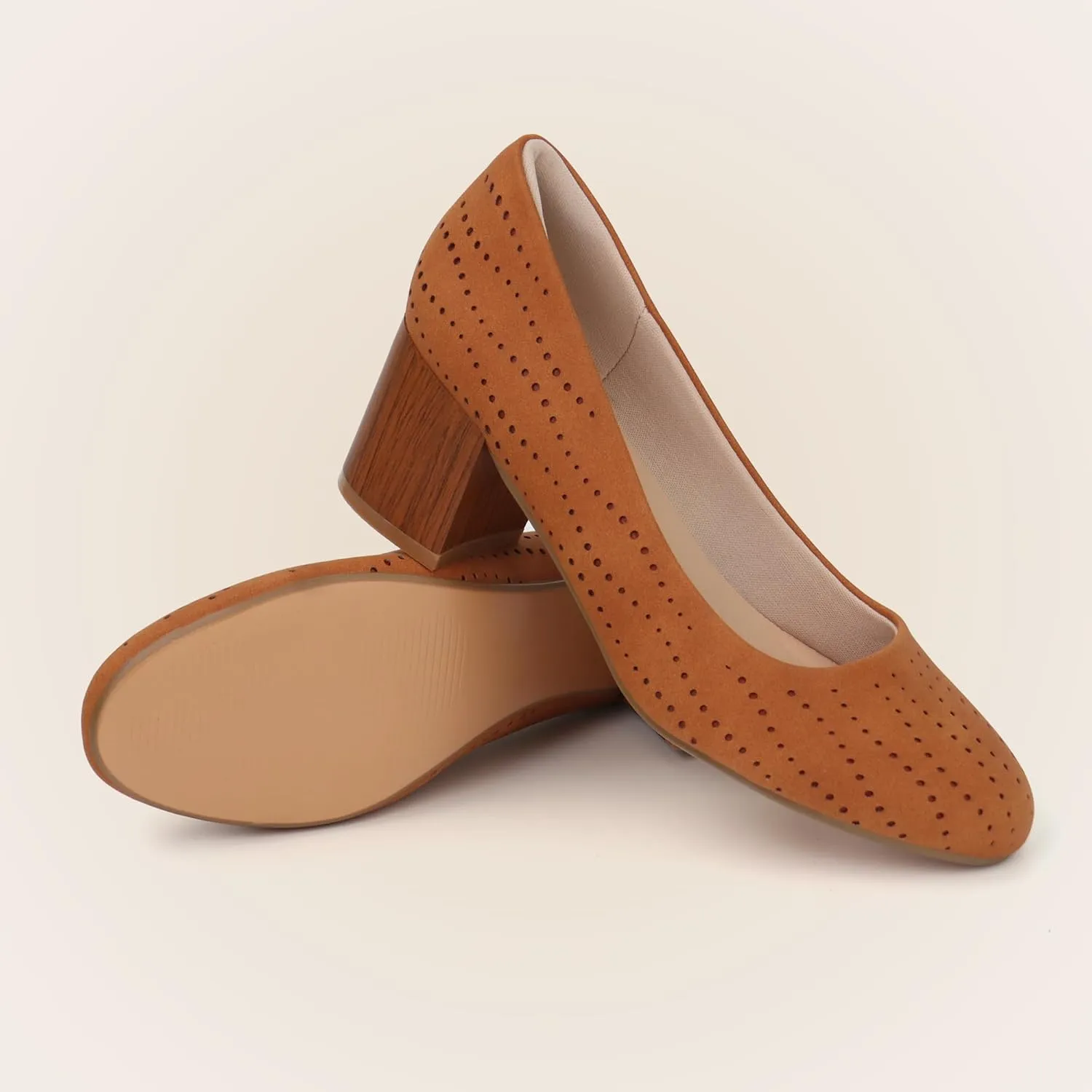 Women Low Block Chunky Heels Work Pumps Comfortable Dress Shoes