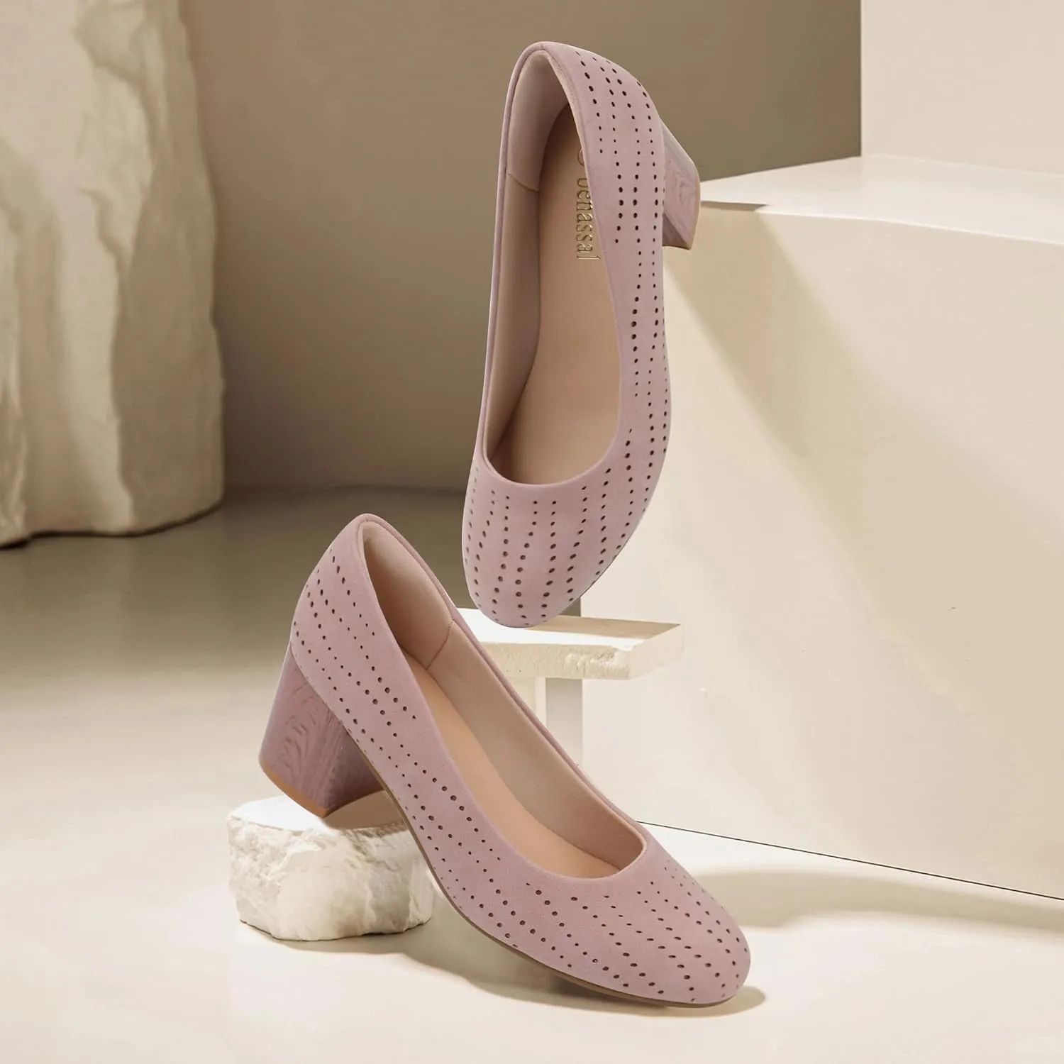 Women Low Block Chunky Heels Work Pumps Comfortable Dress Shoes