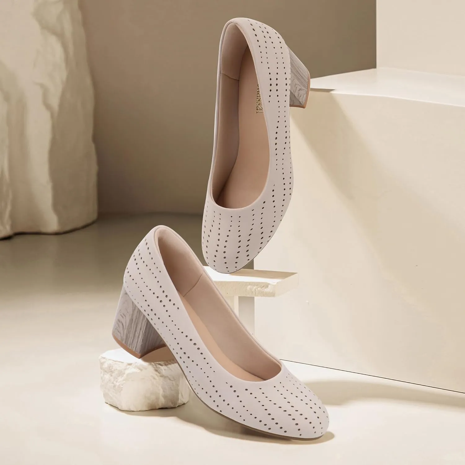 Women Low Block Chunky Heels Work Pumps Comfortable Dress Shoes