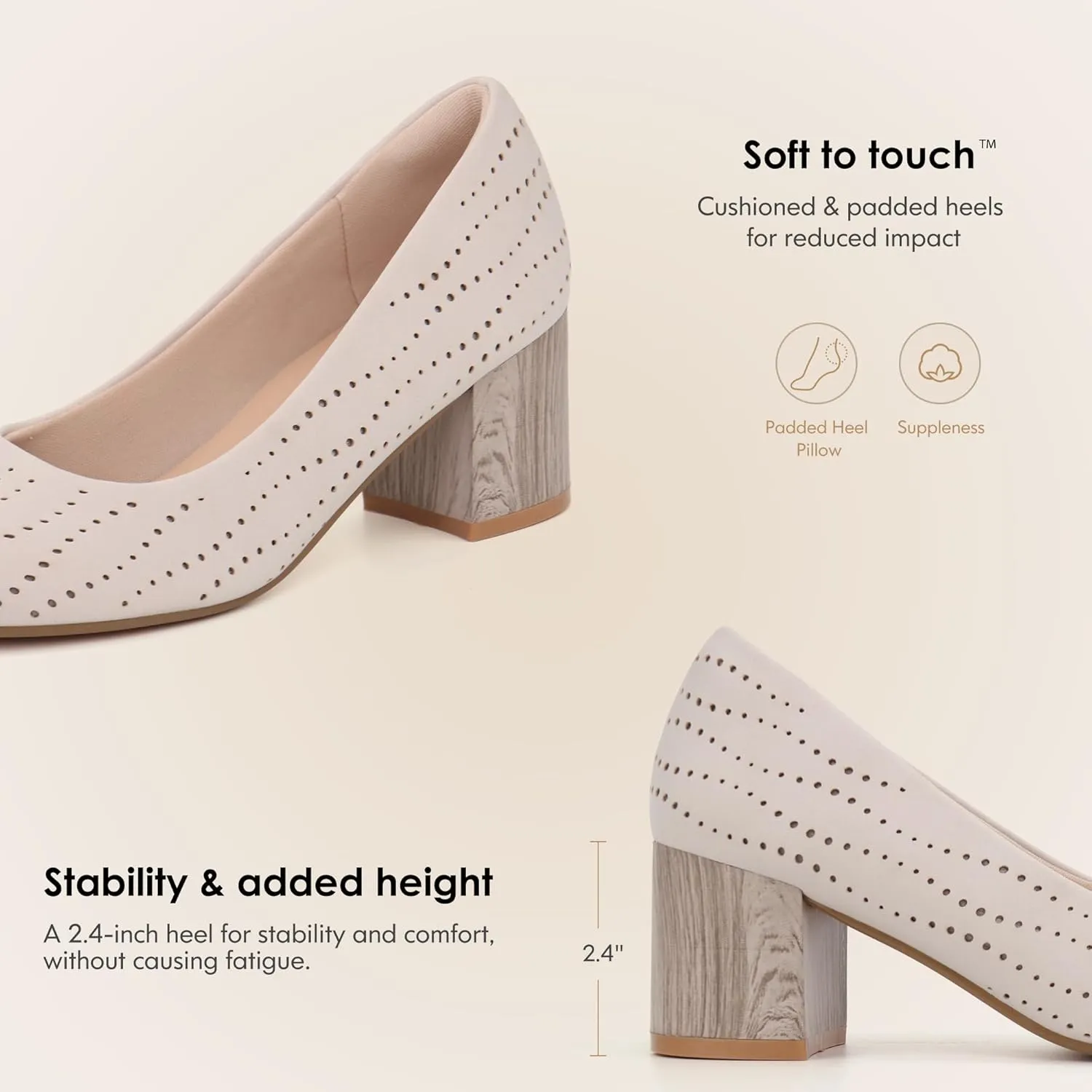 Women Low Block Chunky Heels Work Pumps Comfortable Dress Shoes