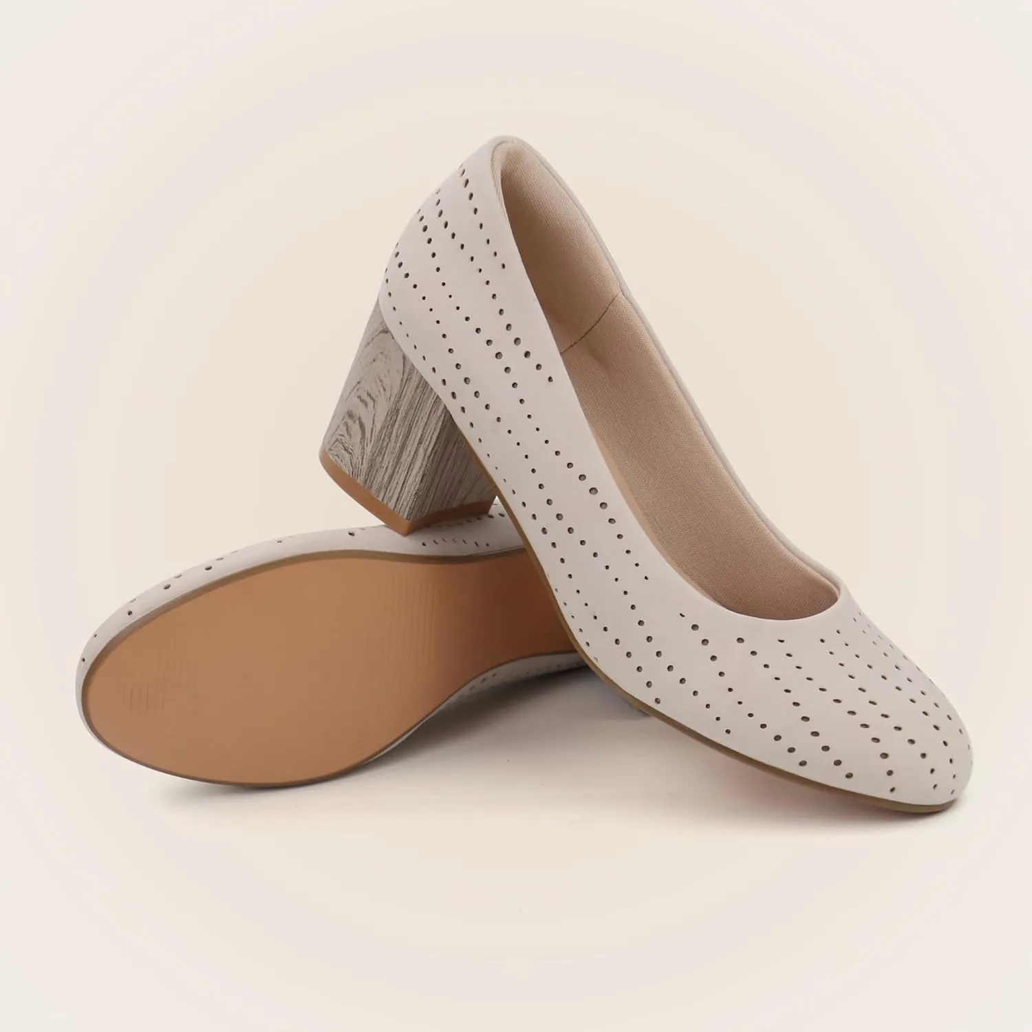 Women Low Block Chunky Heels Work Pumps Comfortable Dress Shoes