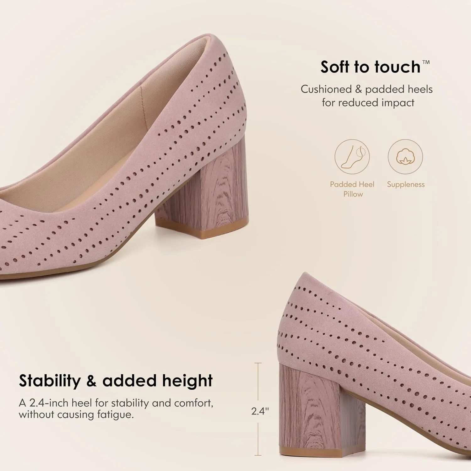 Women Low Block Chunky Heels Work Pumps Comfortable Dress Shoes