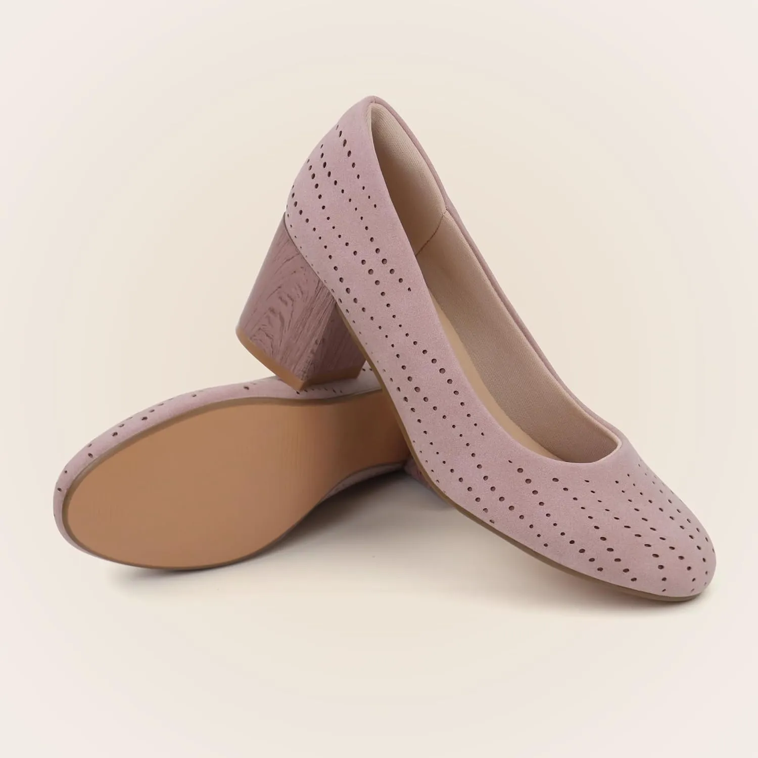 Women Low Block Chunky Heels Work Pumps Comfortable Dress Shoes
