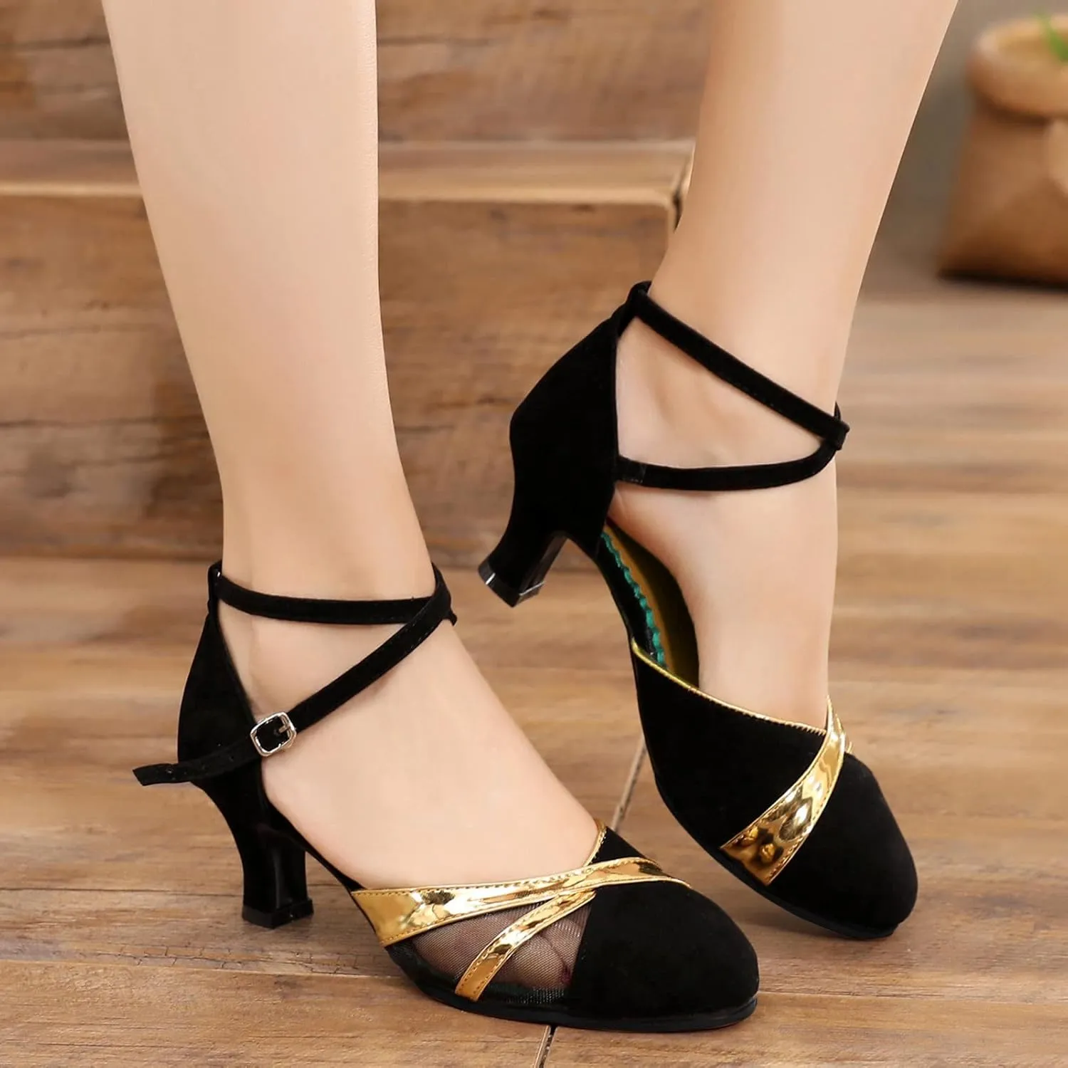 Women Rhinestone Ballroom Dance Shoes Latin Performance Dance Shoes