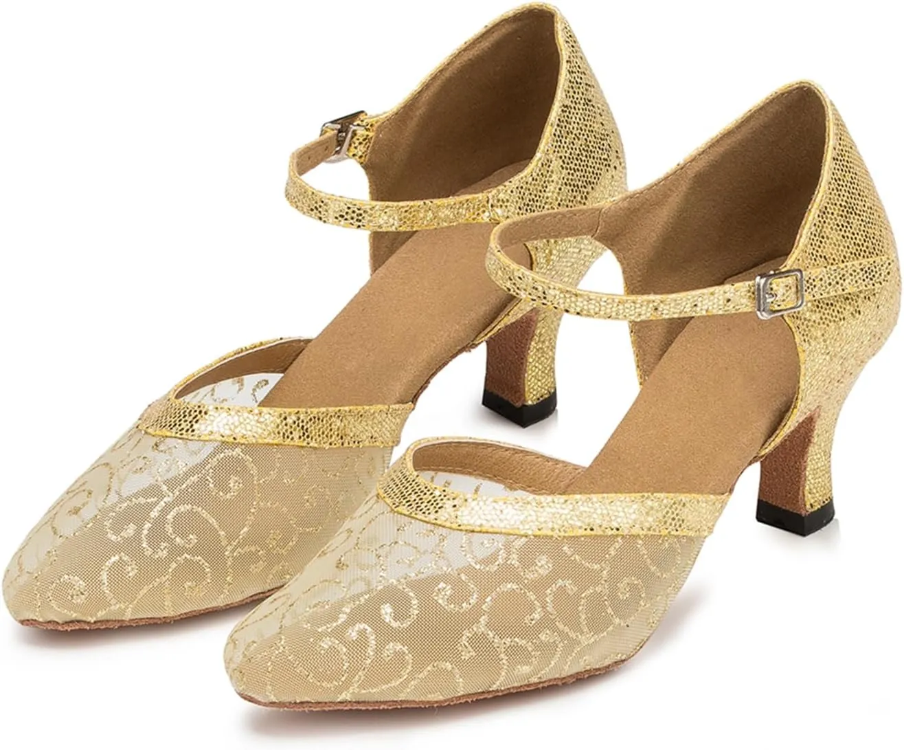 Women's Closed-Toe Ballroom Latin Party Wedding Performance Dance Shoes