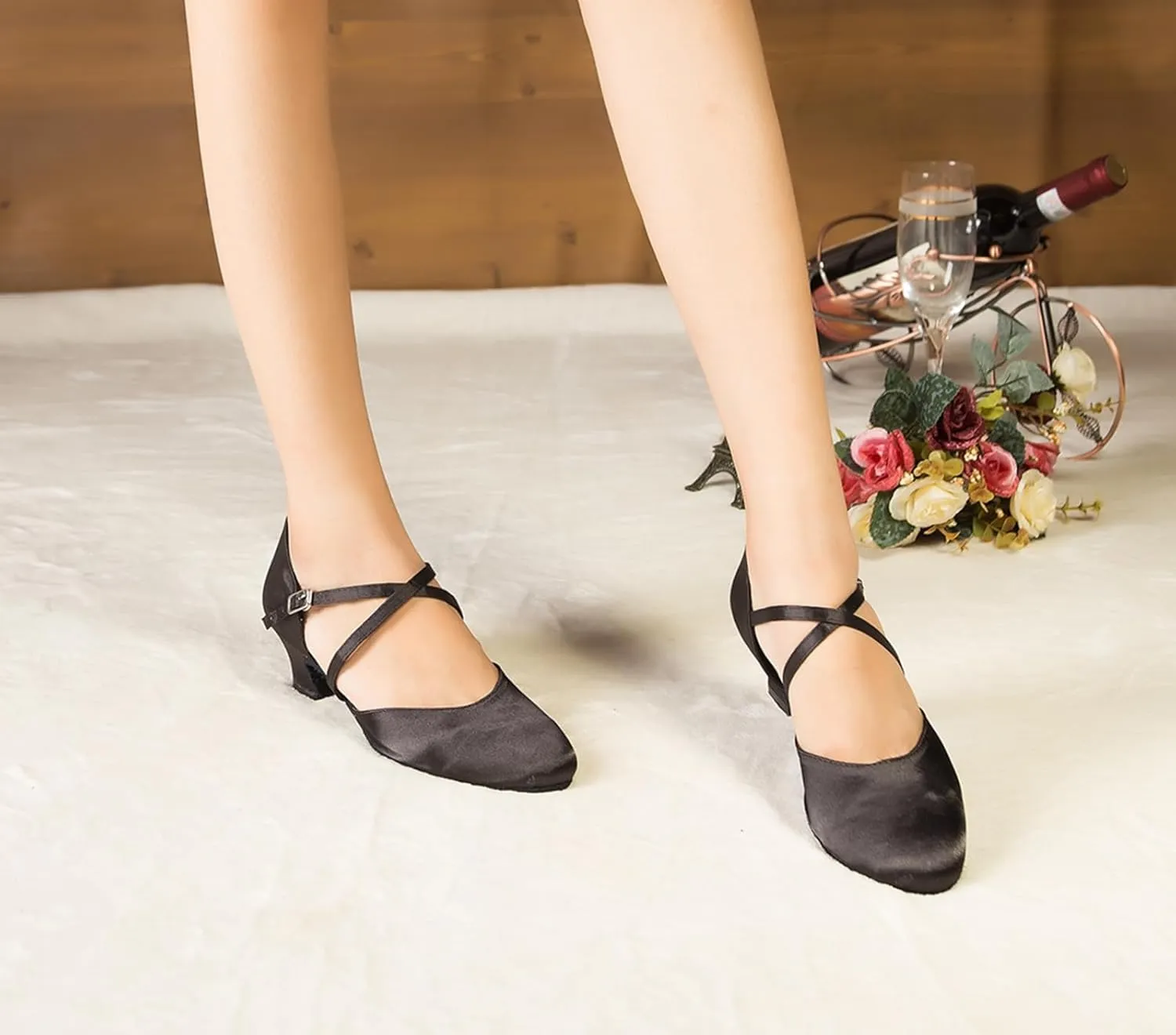 Women's Closed-Toe Ballroom Latin Party Wedding Performance Dance Shoes