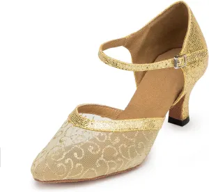 Women's Closed-Toe Ballroom Latin Party Wedding Performance Dance Shoes