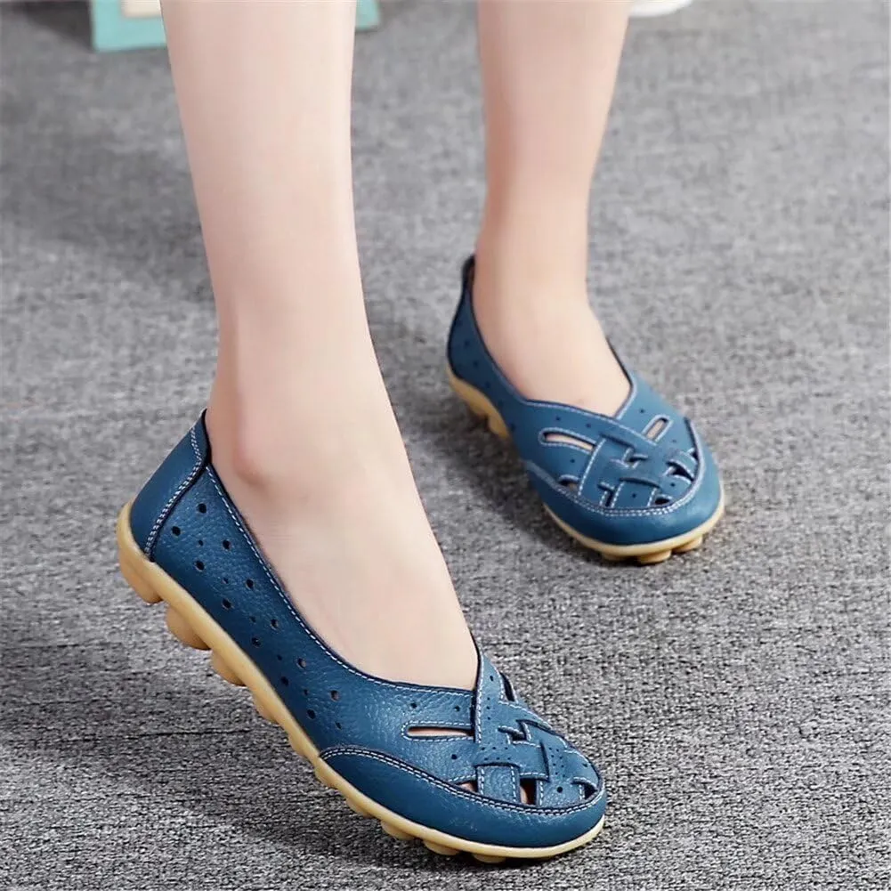 Women's Driving Loafers in Breathable Non Slip Flat Sandals Fashion Cutout Elegant Cute Walking Shoes Ladies Round Toe Dressy Casual Lightweight Outdoor Shoes