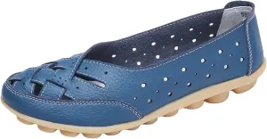 Women's Driving Loafers in Breathable Non Slip Flat Sandals Fashion Cutout Elegant Cute Walking Shoes Ladies Round Toe Dressy Casual Lightweight Outdoor Shoes