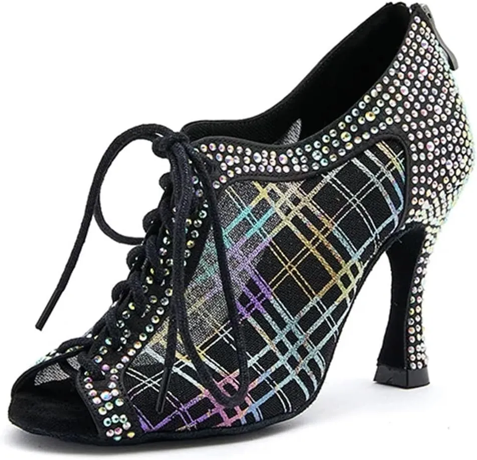 Women's Elegant Latin Dance Shoes - Ballroom Breathable Mesh Lightweight Party Sandals, 5CM/2Inch Heel Height