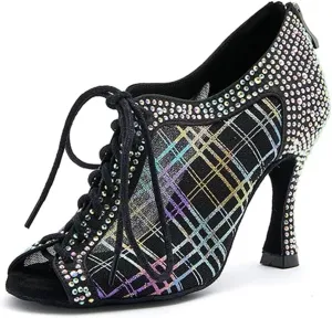 Women's Elegant Latin Dance Shoes - Ballroom Breathable Mesh Lightweight Party Sandals, 5CM/2Inch Heel Height