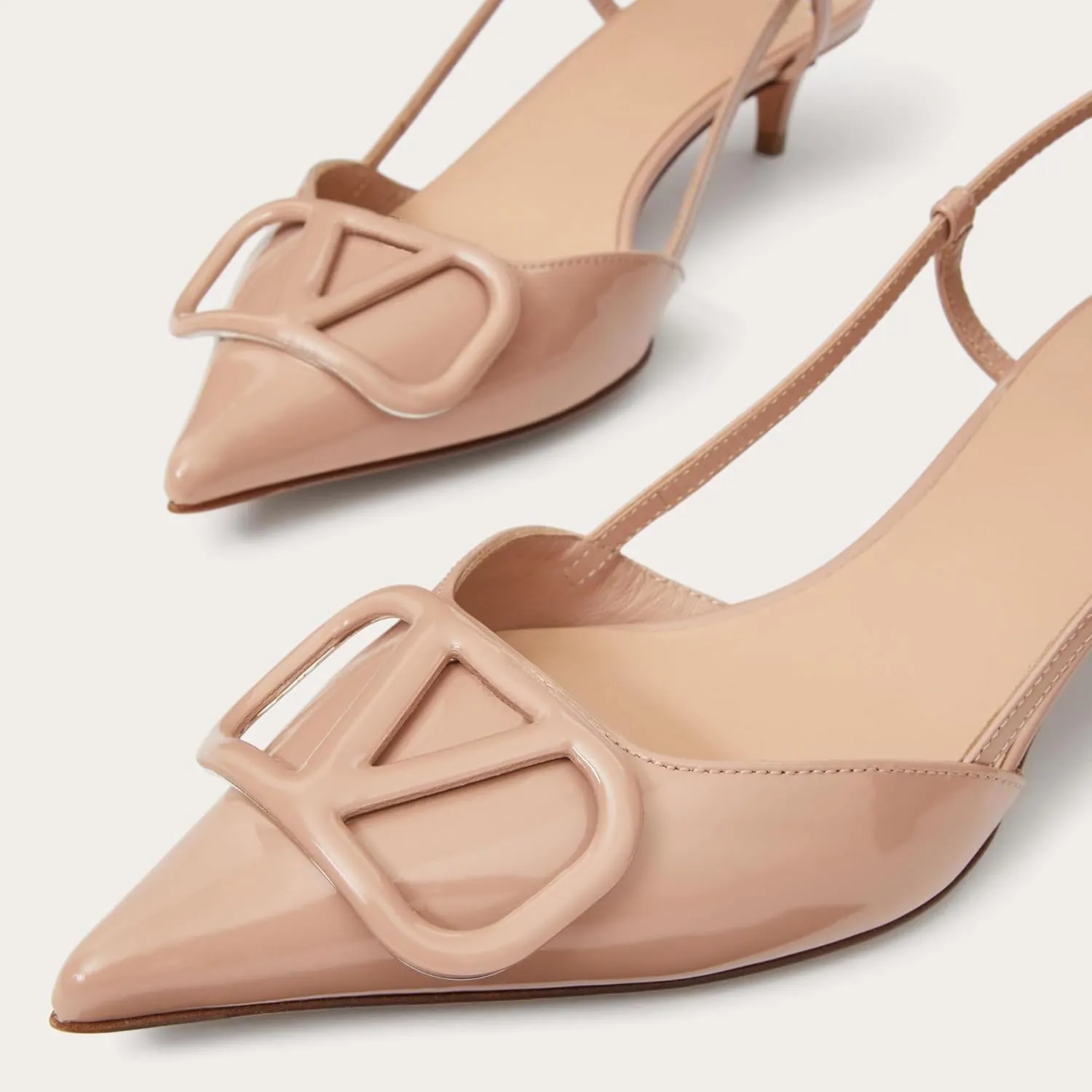 Women's Kitten Heel Slingback Pumps Closed Toe Pointed Toe Chic Low Heels for Work, Prom