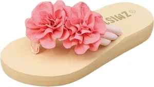 Women's Slide Sandals Women's Solid Color Flower Decoration Flip Flops Spring And Summer Fashionable Outdoor Beach