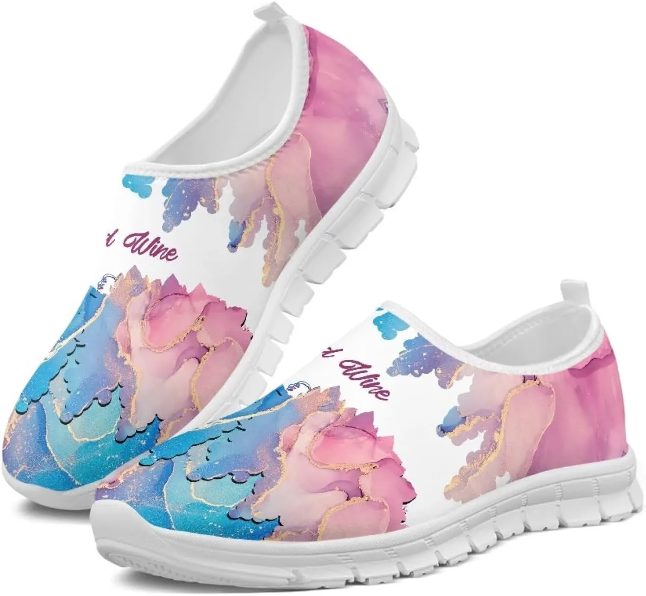 Women's Sneakers Comfy Breathable Lightweight Low Cut Non Slip Walking Running Shoes Valentine's Prints