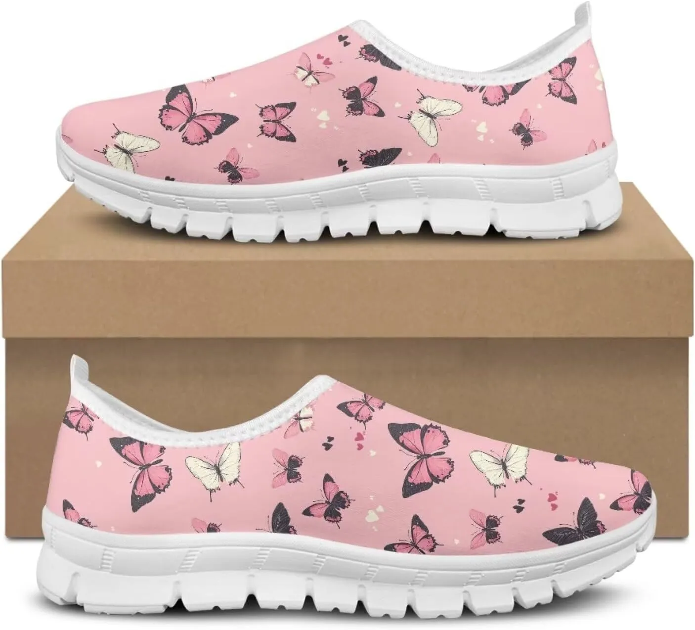 Women's Sneakers Comfy Breathable Lightweight Low Cut Non Slip Walking Running Shoes Valentine's Prints