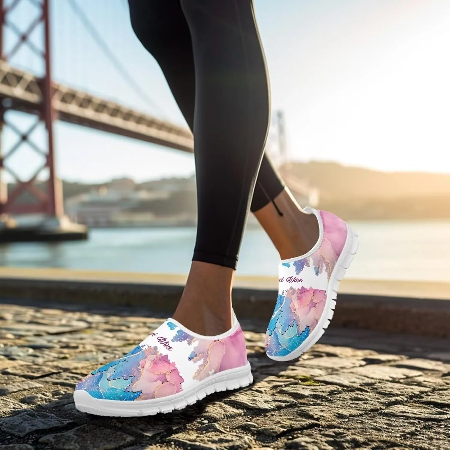 Women's Sneakers Comfy Breathable Lightweight Low Cut Non Slip Walking Running Shoes Valentine's Prints