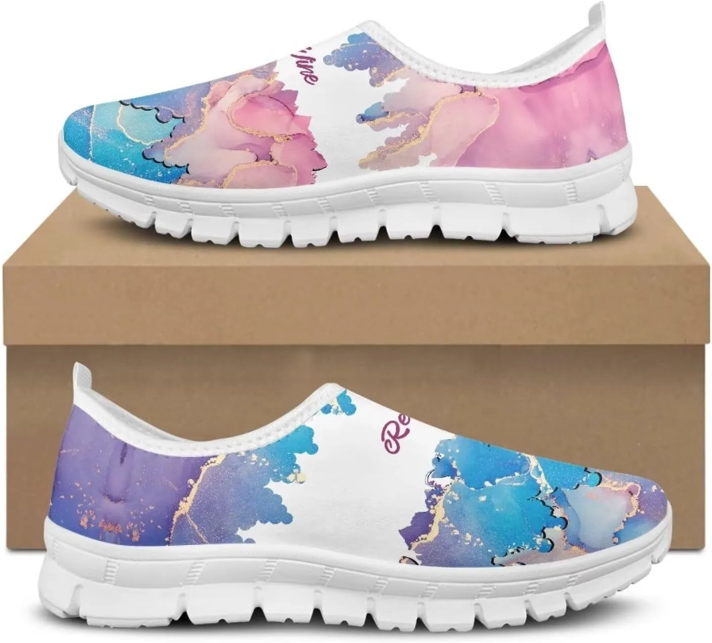 Women's Sneakers Comfy Breathable Lightweight Low Cut Non Slip Walking Running Shoes Valentine's Prints