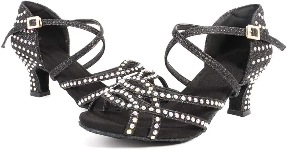 YKXLM Women's Professional Latin Dance Shoes, Ballroom Performance Dance Shoes,Model WH7011