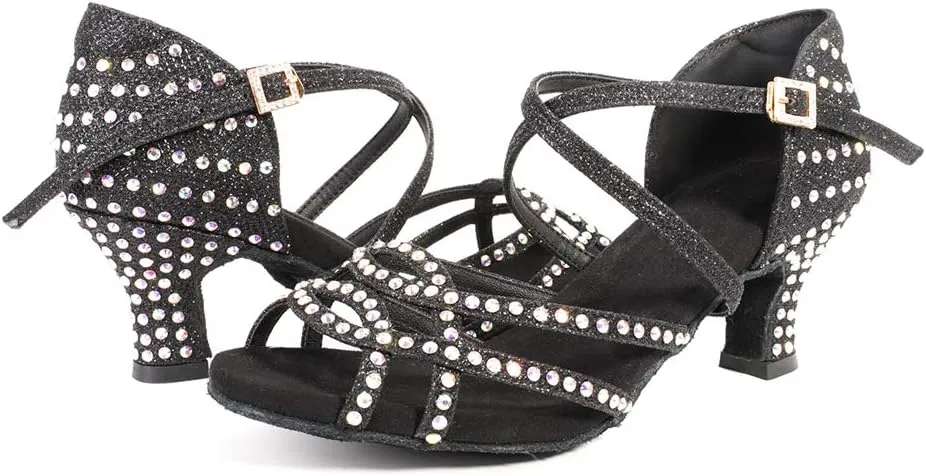 YKXLM Women's Professional Latin Dance Shoes, Ballroom Performance Dance Shoes,Model WH7011