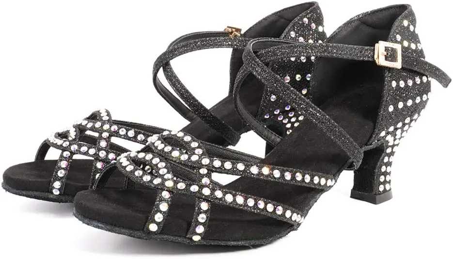 YKXLM Women's Professional Latin Dance Shoes, Ballroom Performance Dance Shoes,Model WH7011